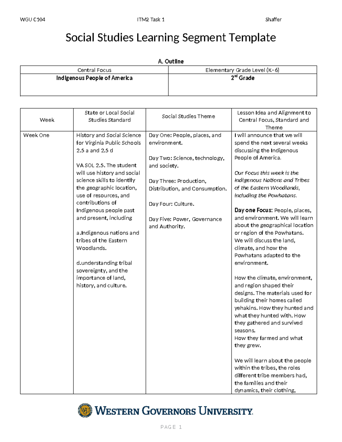 C 104 Social Studies Learning Segment Template Victoria Shaffer ...