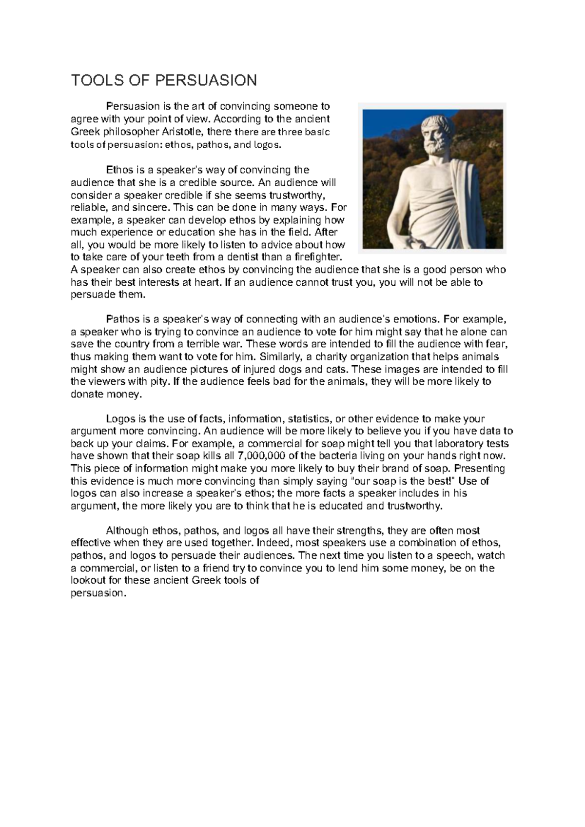 Comprehension Practice: Tools of Persuasion (Year 8) - Studocu