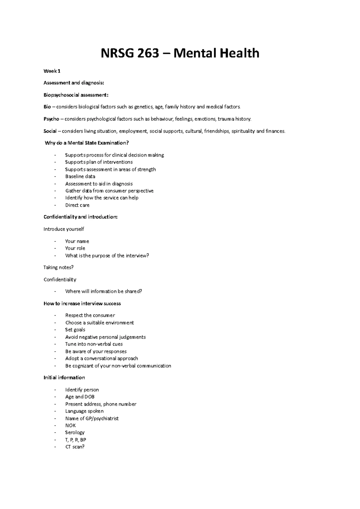 NRSG263 Case Study: Understanding Mania in Bipolar Disorder - Studocu