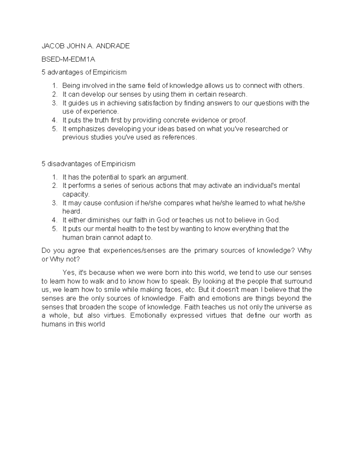 Perdev Activity: Pros and Cons of Empiricism in Knowledge Acquisition ...