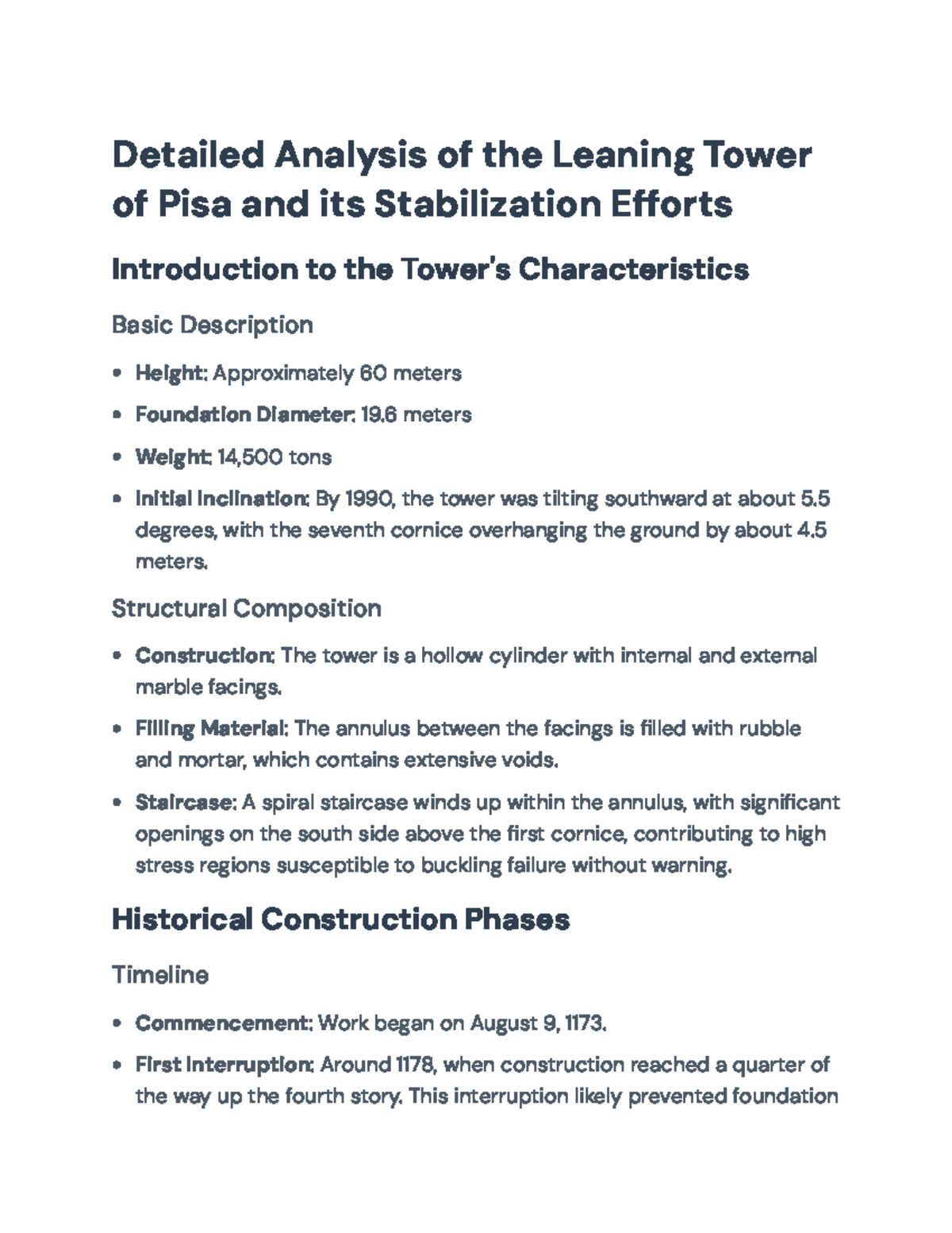 Analysis of Structural Stability & Stabilization of the Leaning Tower ...