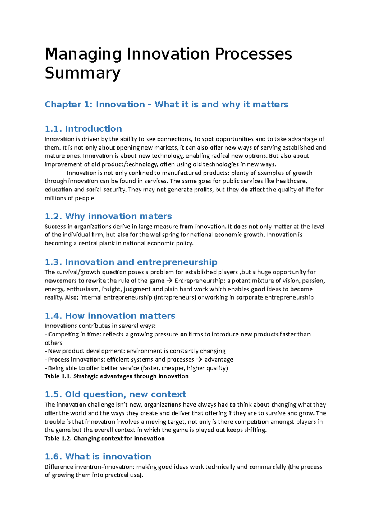Summary Managing Innovation: Integrating Technological Market And ...