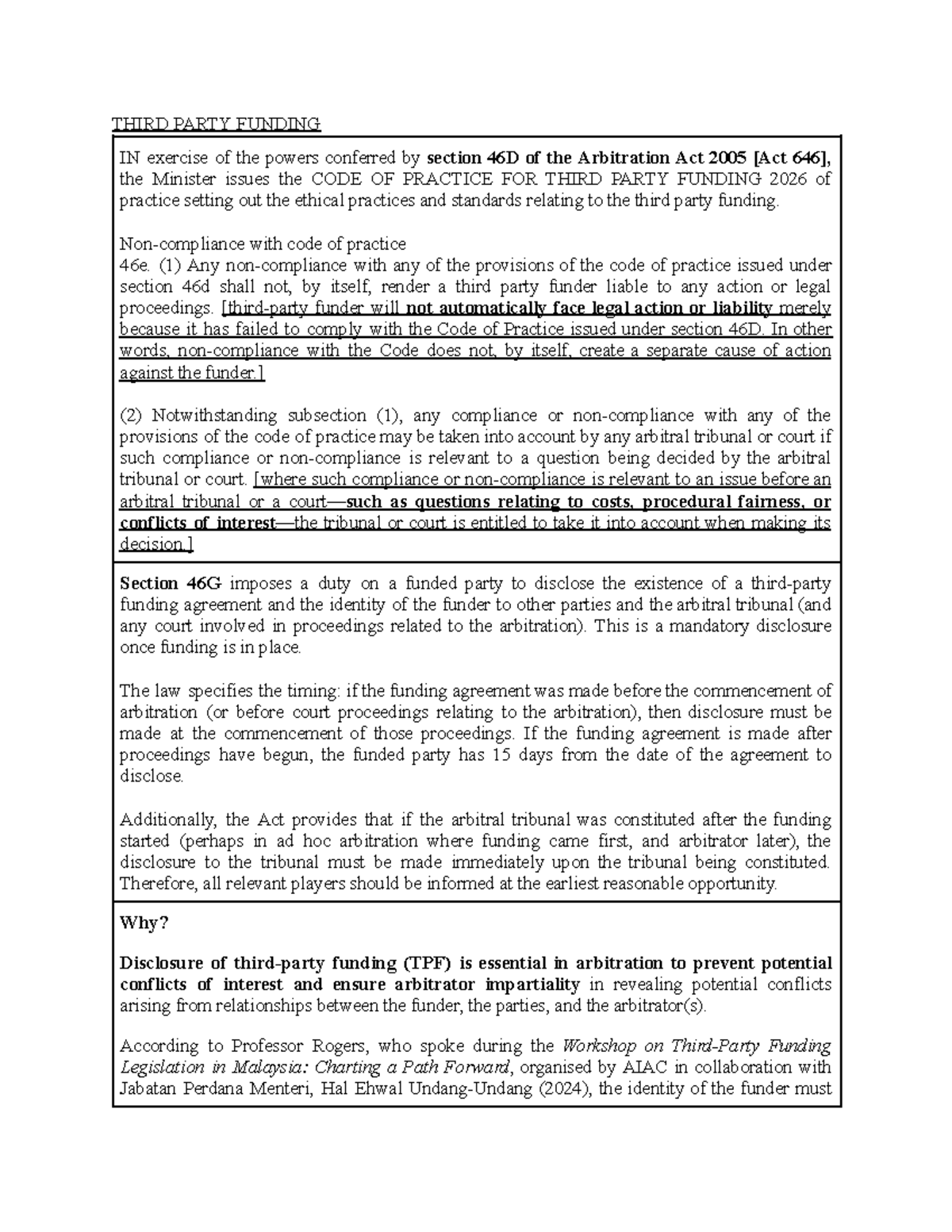 ADR TEST - THIRD PARTY FUNDING: Ethical Standards & Compliance - Studocu