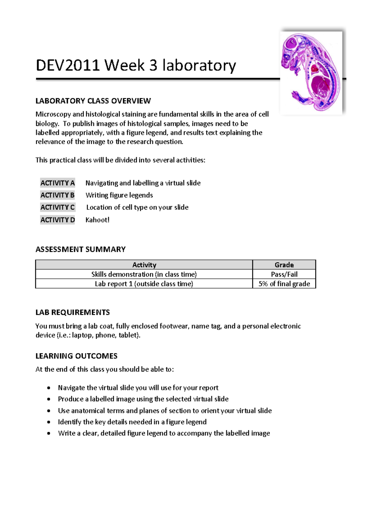 DEV2011 Week 3 Lab Worksheet: Microscopy & Histological Skills - Studocu