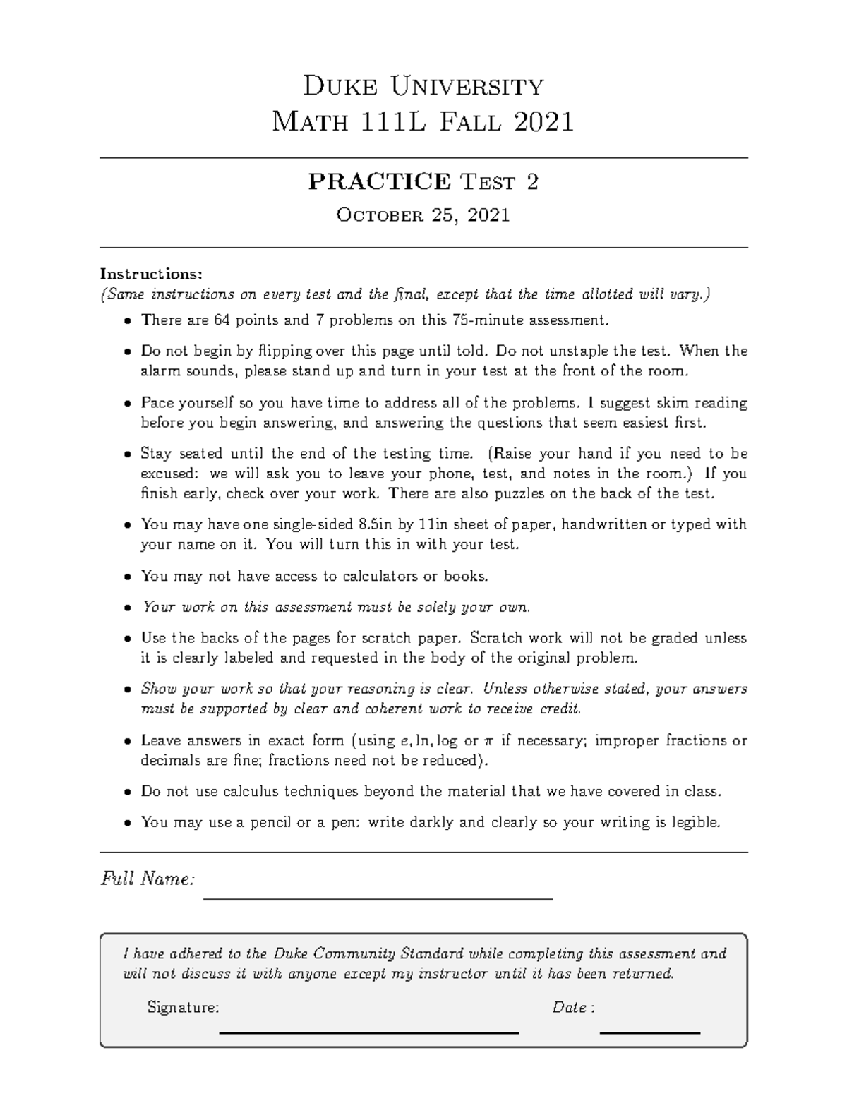 Math111L F21 Practice Test 2 Guide and Instructions - Studocu
