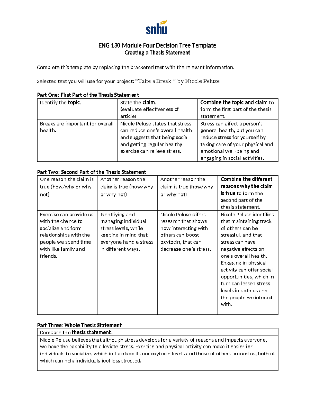 ENG 130 Module Four Thesis Statement Development Guide - Studocu
