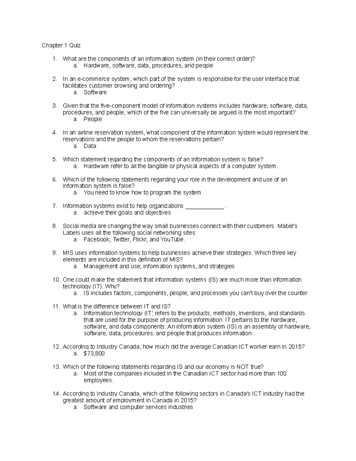 CMIS 351 Midterm Quiz Questions and Answers - Studocu