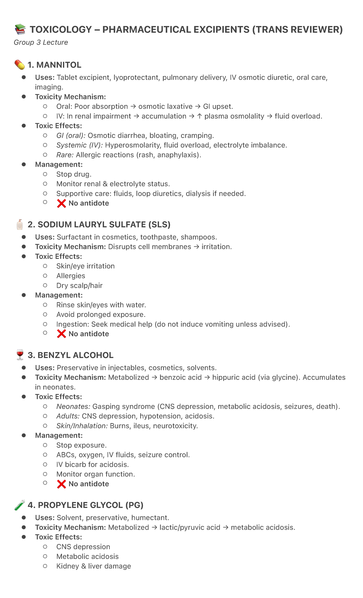 Toxicology PHAR EXCIPIENTS (TRANS REVIEWER) Group 3 Lecture 1 - Studocu