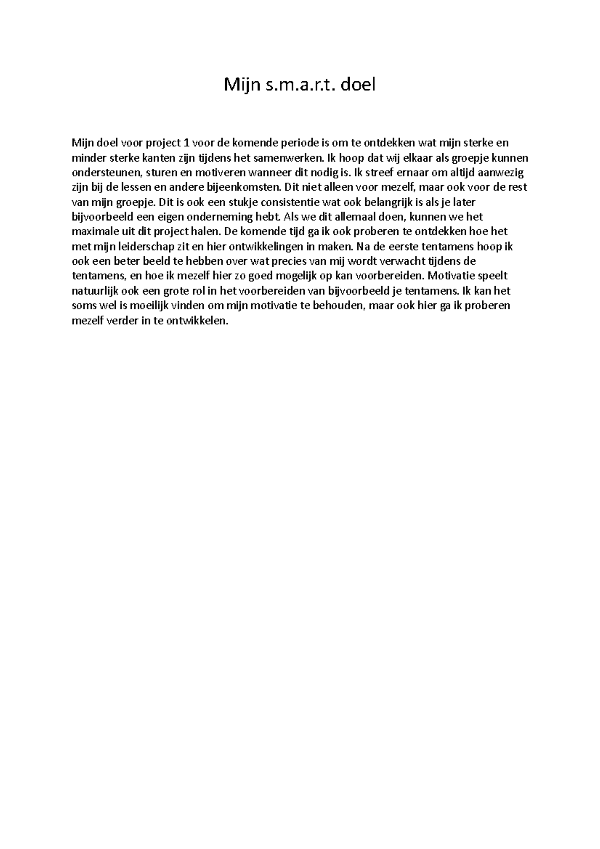 Mijn SMART Doel voor Project 1: Ontwikkelen van Sterke Punten - Studeersnel