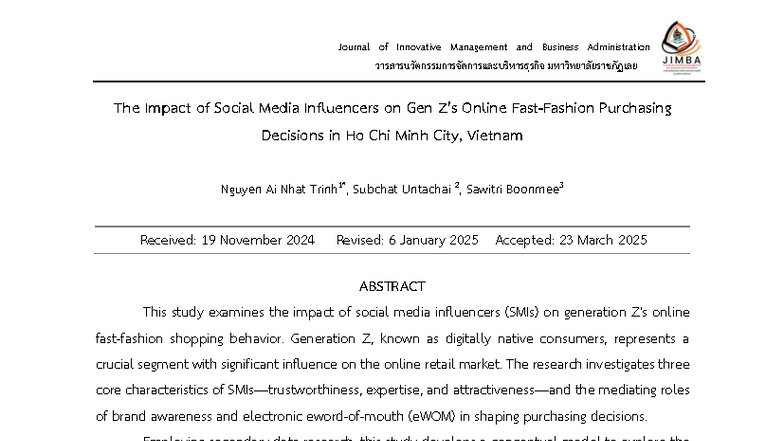 The Impact of Social Media Influencers on Gen Z Online Purchases in ...