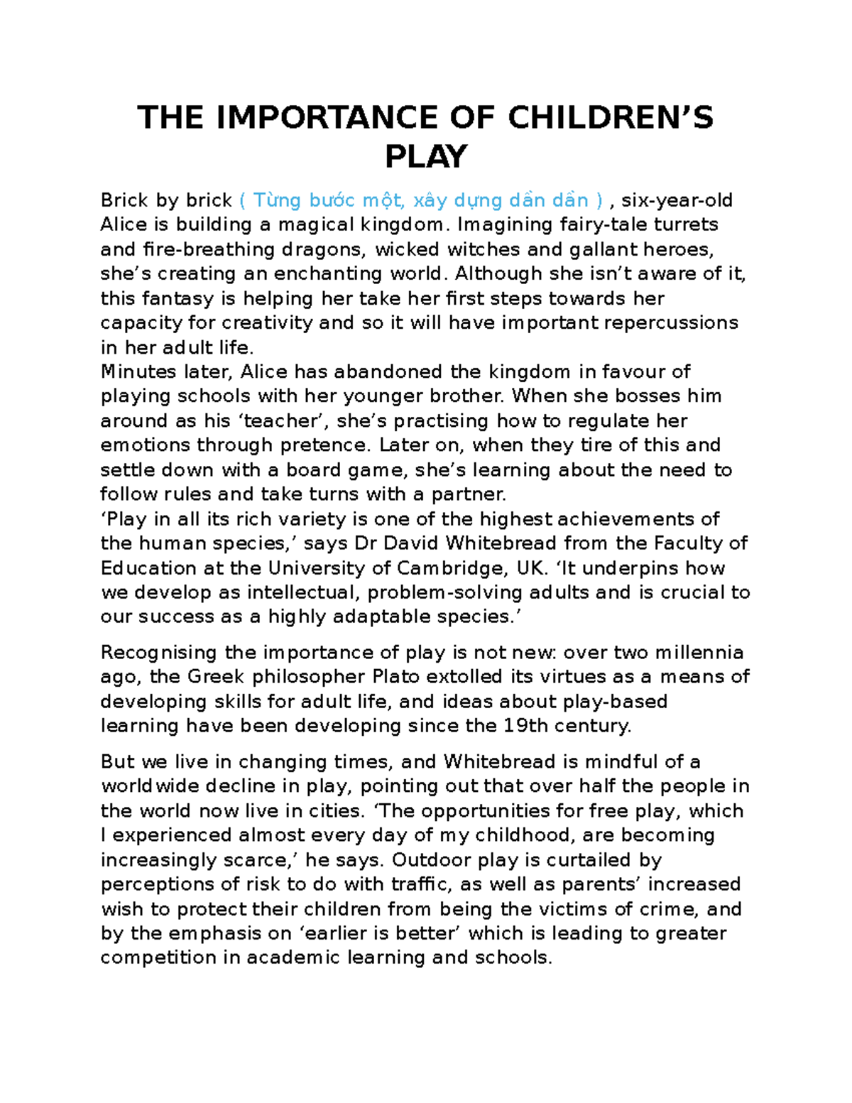 The Importance of Play in Child Development: Insights and Implications ...