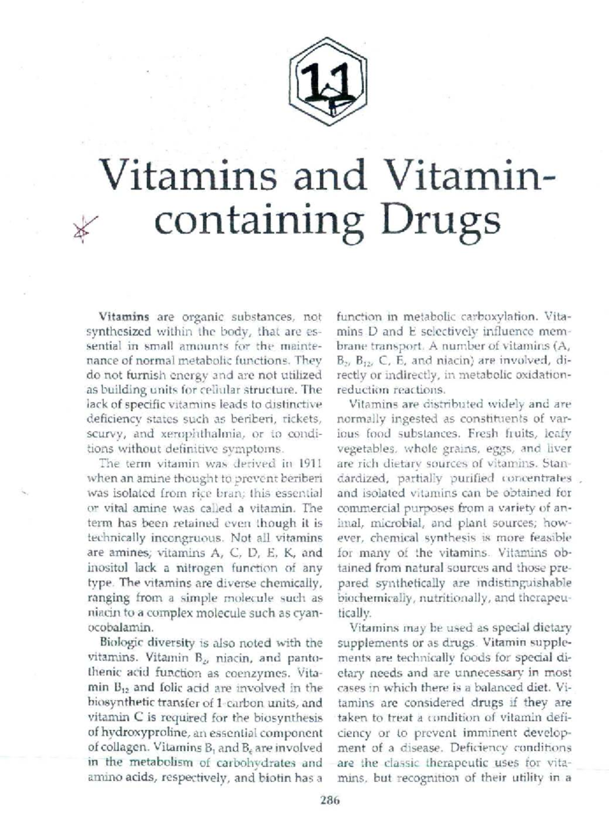 Vitamins and Vitamin-Containing Drugs Overview - Studocu