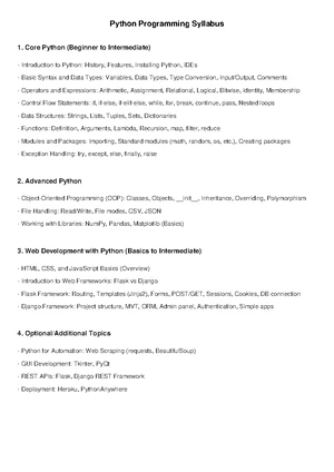 Python Programming - Study Notes & Assignments - Studocu