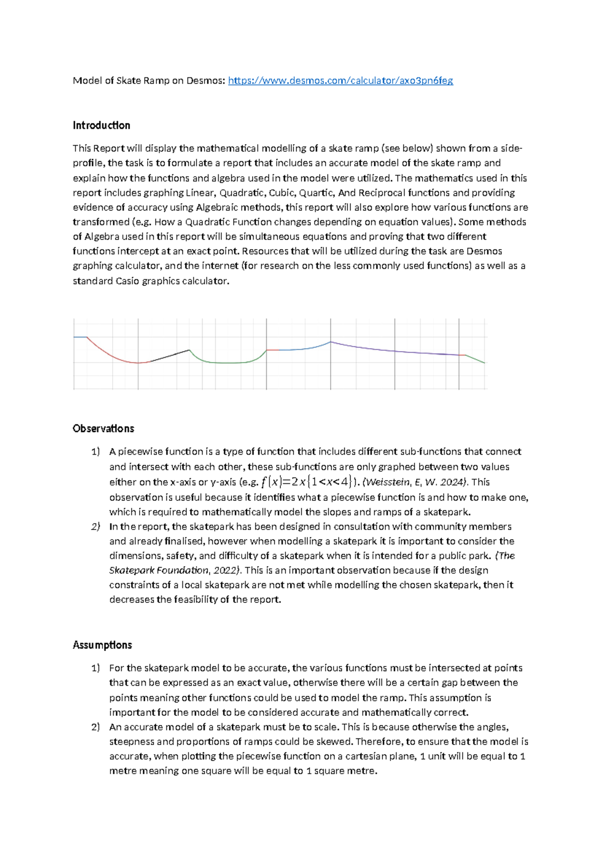Mathematical Modelling of a Skate Ramp Using Functions: U1 PSMT Report ...