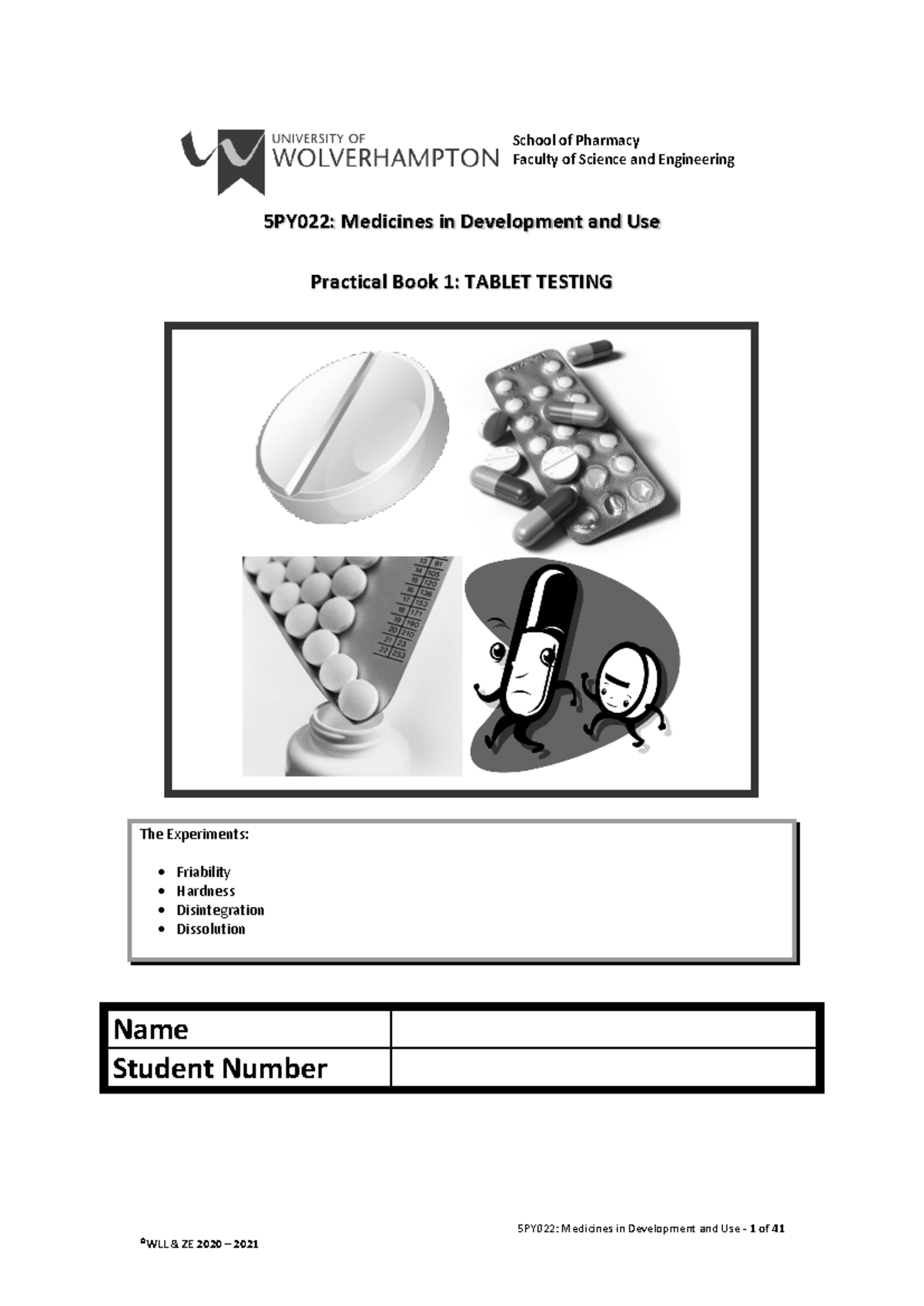 5PY022: Practical Guide to Tablet Testing Experiments in Pharmacy - Studocu