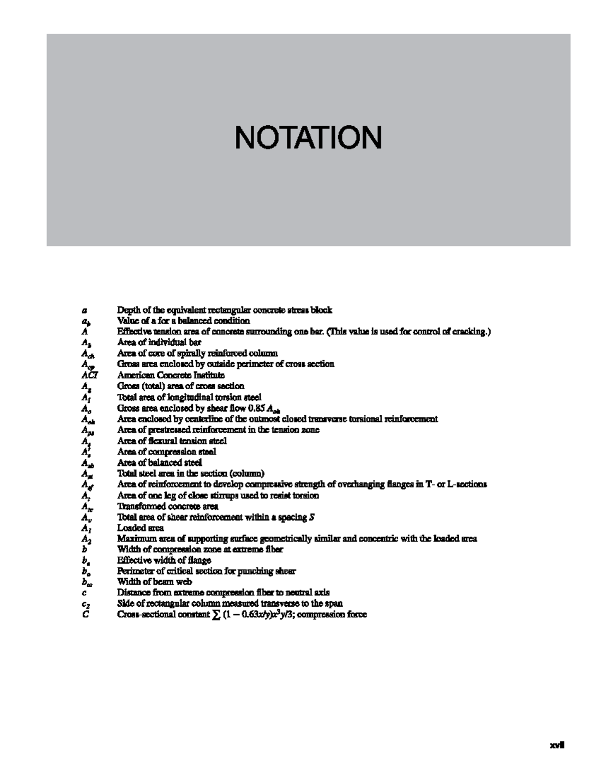 Structural Concrete Notation: Key Terms and Definitions for CE 101 ...