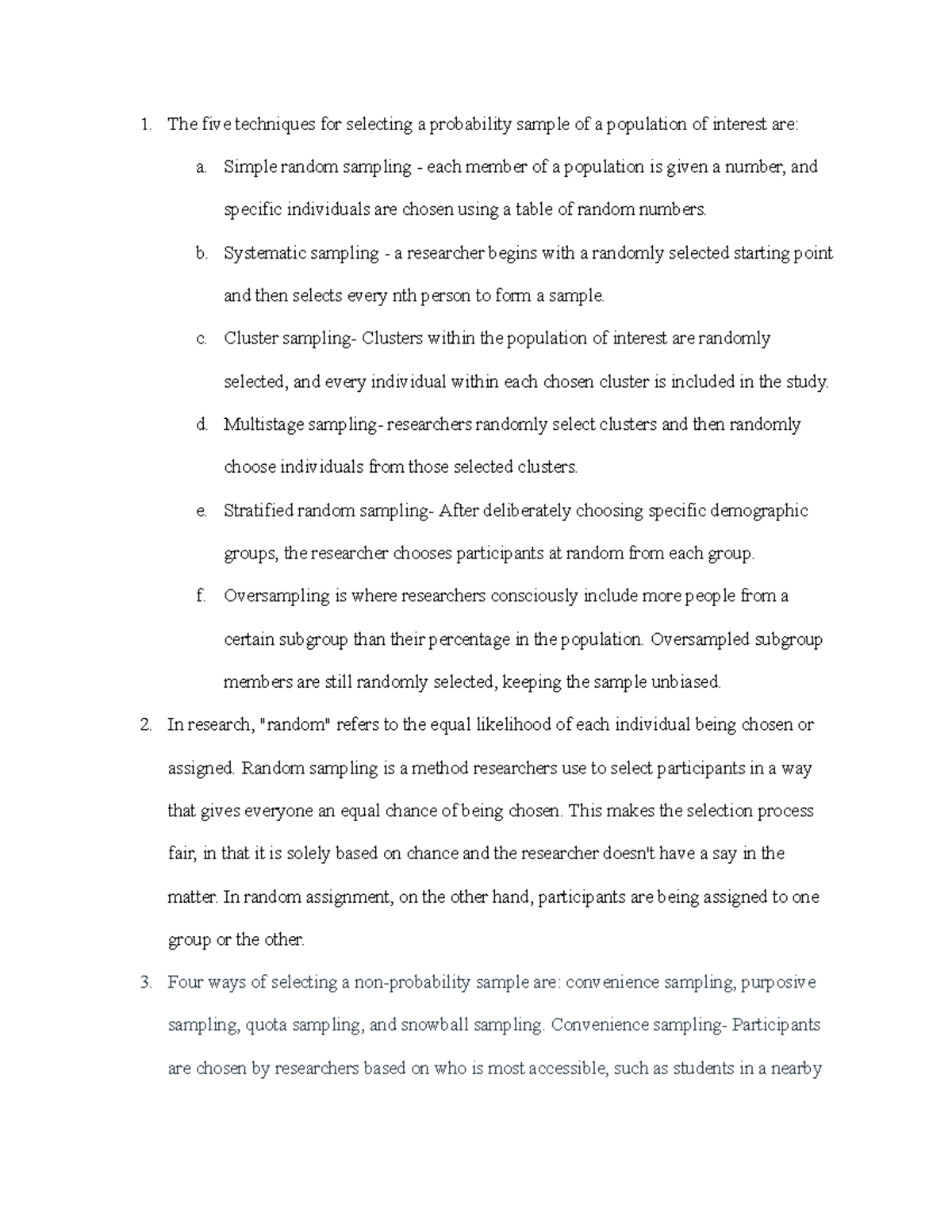 Research Methods (Chapter 7): Techniques for Probability Sampling - Studocu