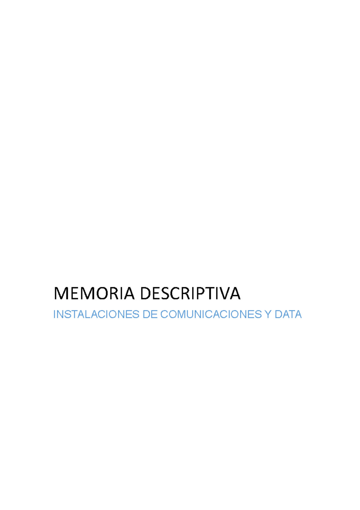 Memoria Descriptiva del Proyecto de Comunicaciones y Data - Document Preview