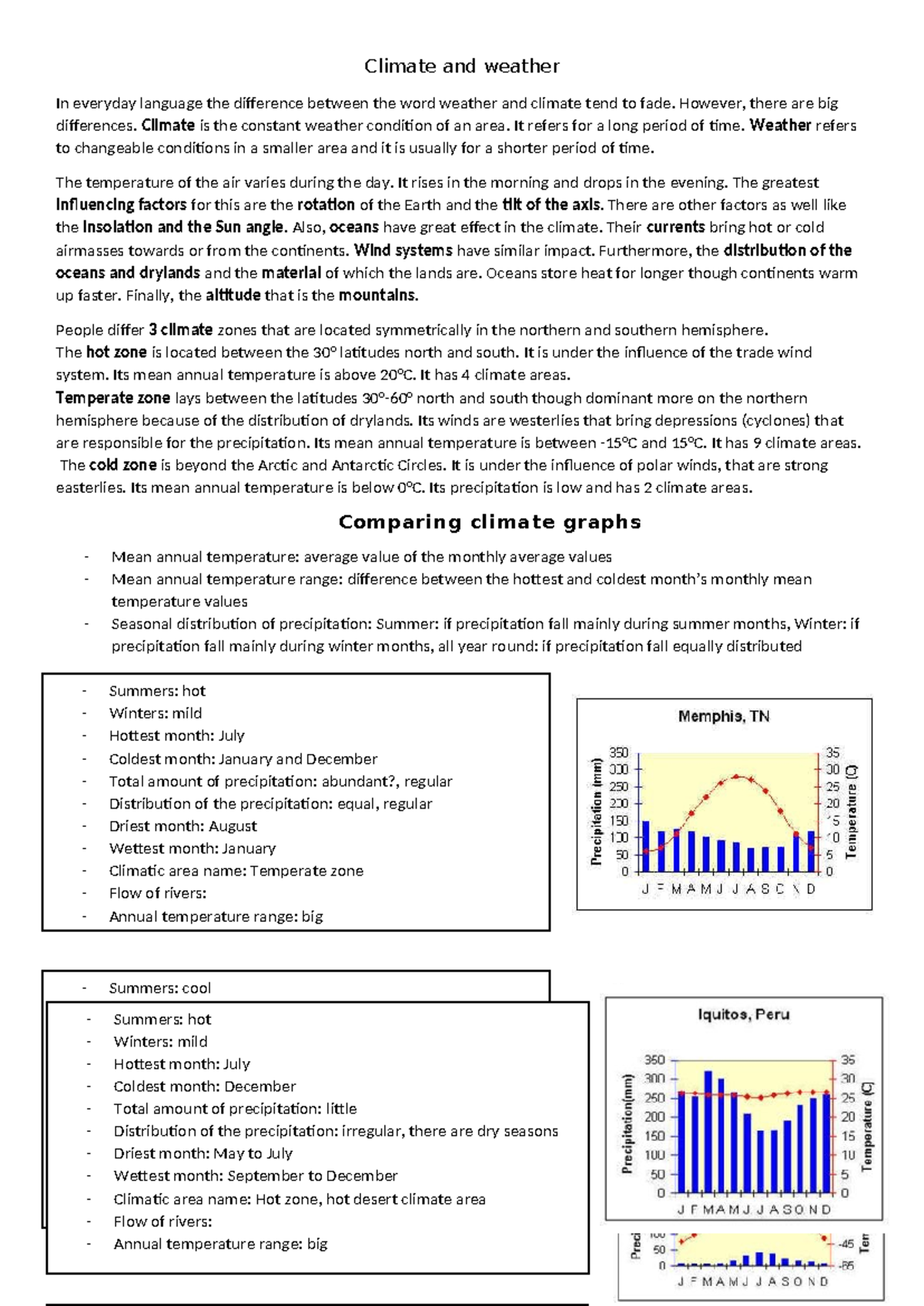 Climate and weather - Notes - Climate and weather In everyday language ...