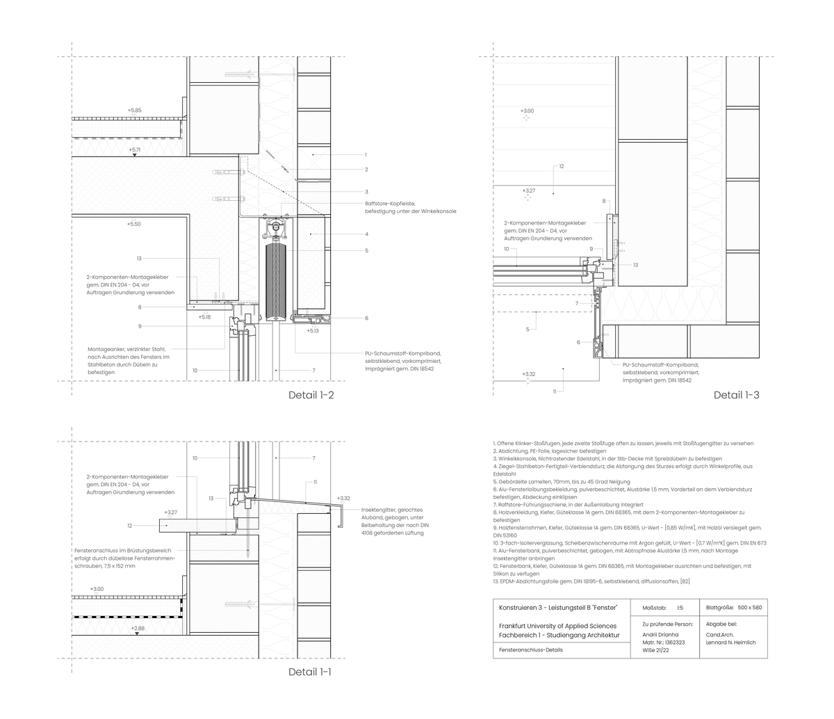 Konstruieren 3 - Leistungsteil B: Fensteranschlussdetails M 1-5 - Document Preview