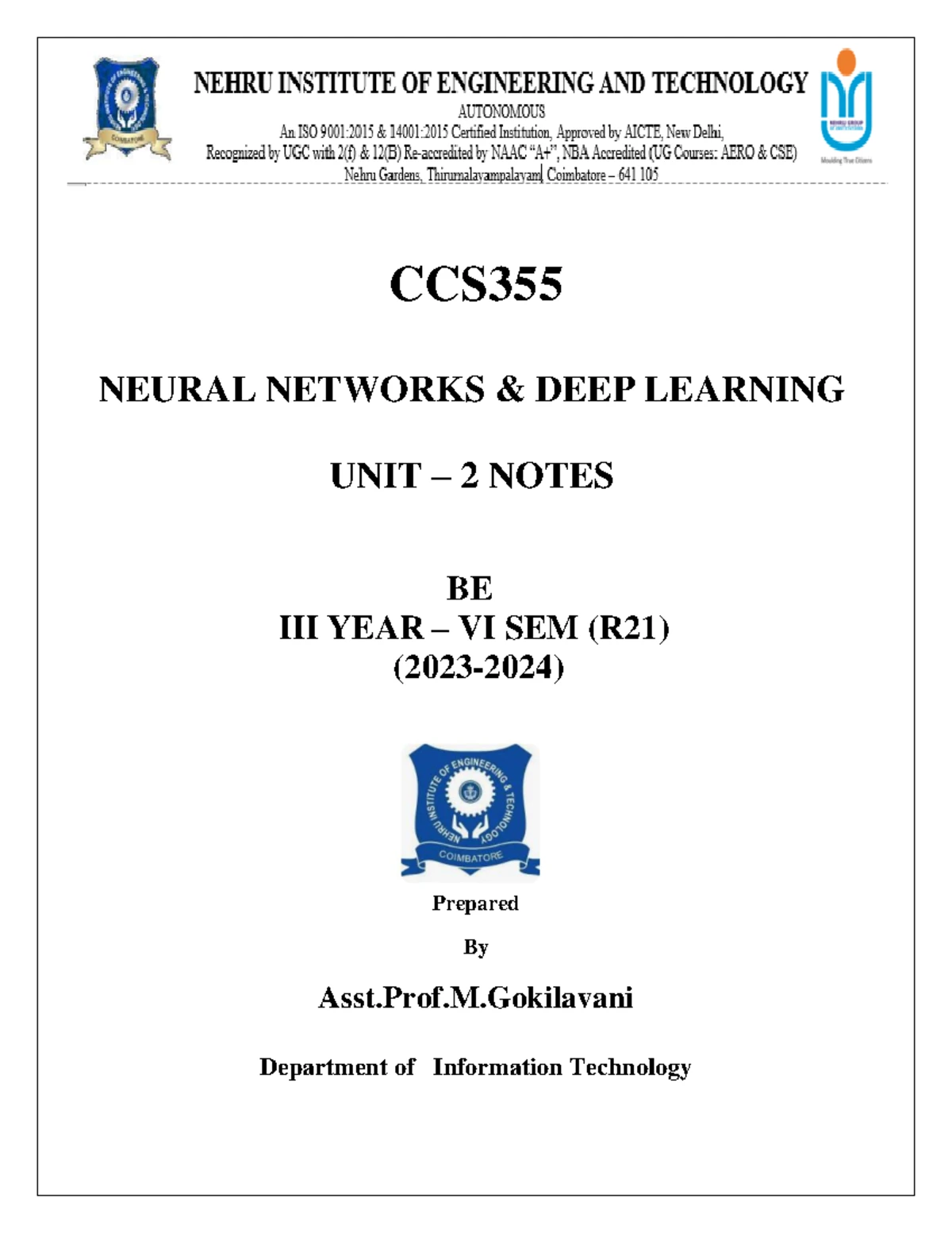 R22 B. Tech. CSE (AI & ML) II Year Syllabus Overview - Studocu