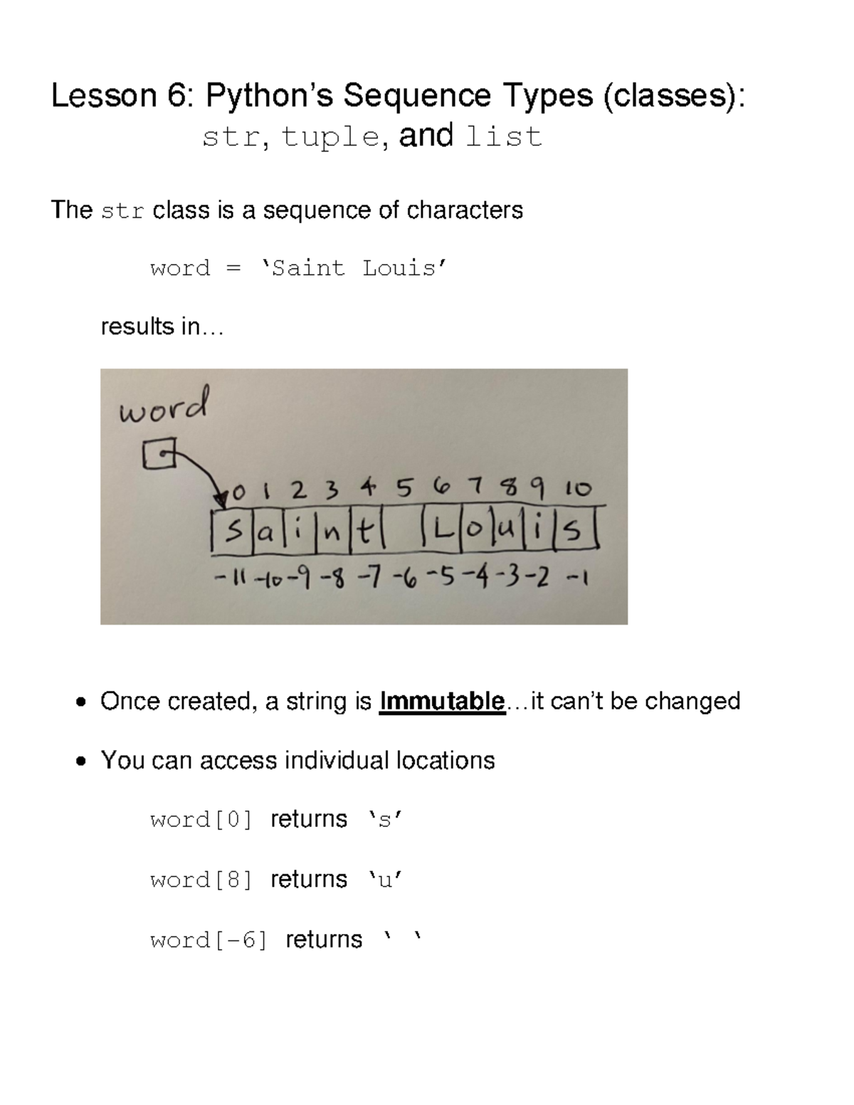 Lesson 6: Python’s Sequence Types - str, tuple, and list - Studocu