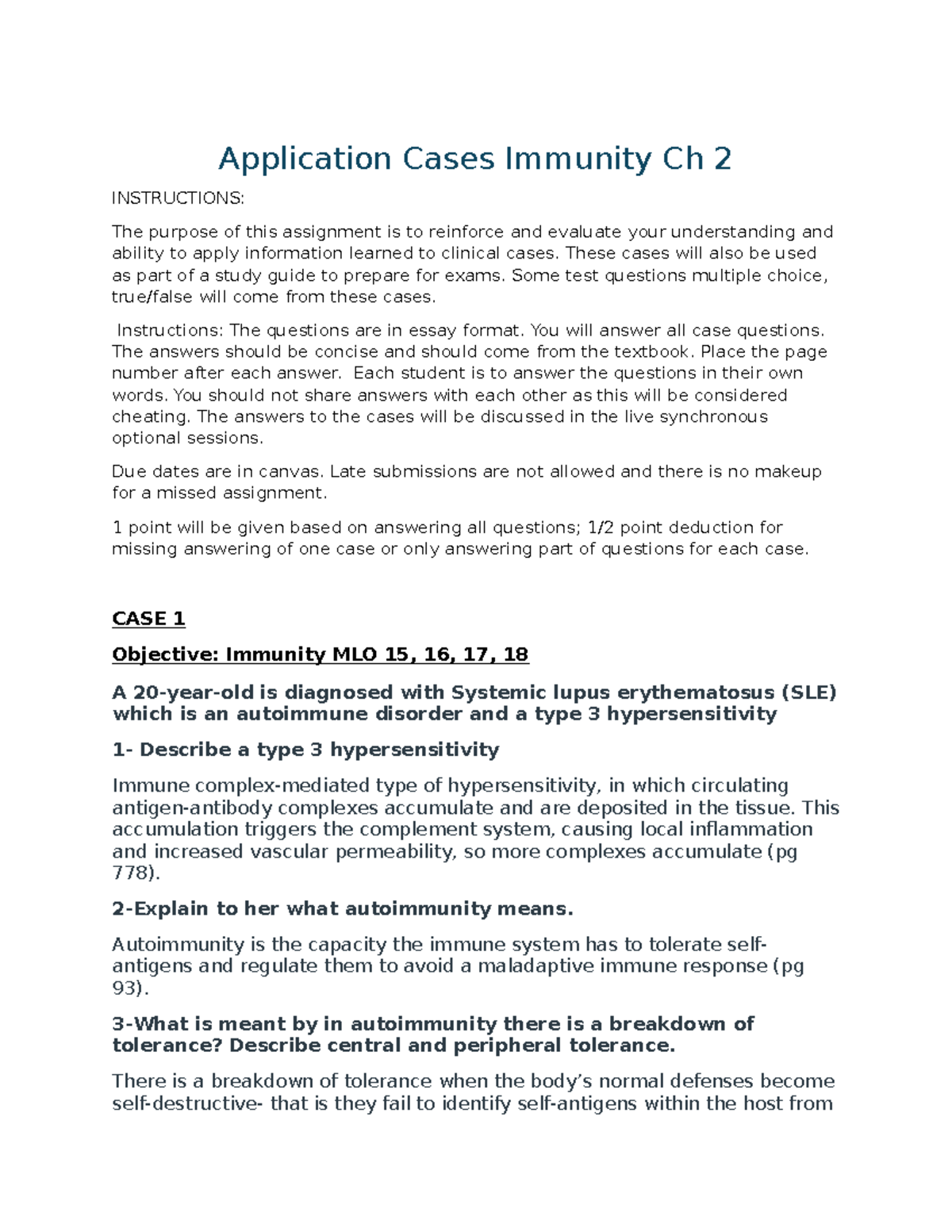 Application Cases: Immunity Chapter 2 Study Guide - Studocu
