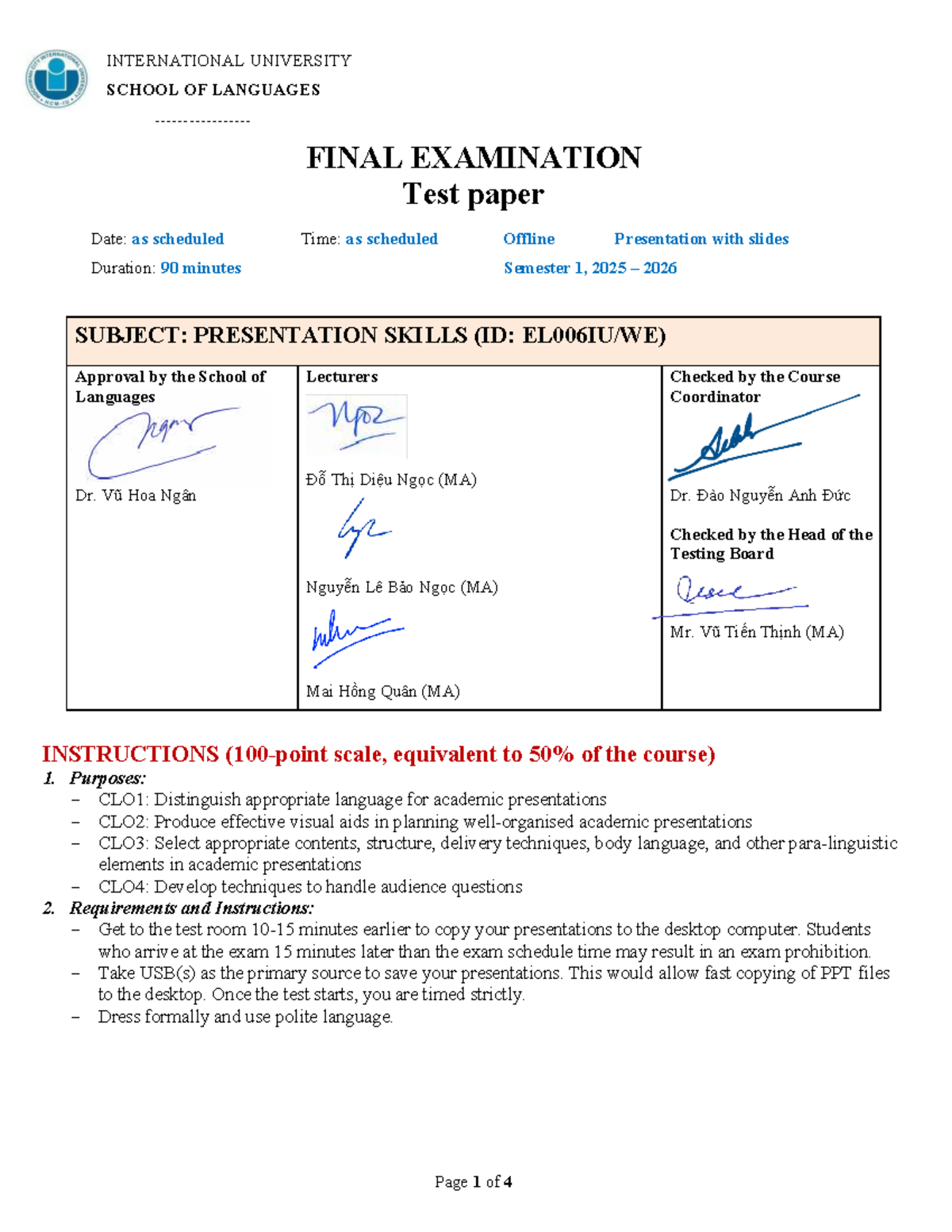 Presentation Skills Final Exam S1 2025-2026: Guidelines & Instructions ...