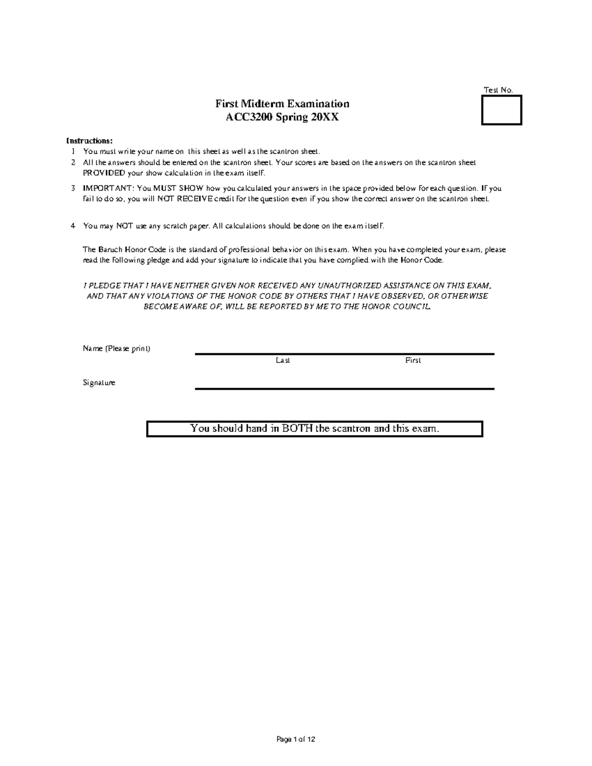 Practice Midterm Exam ACC3200 Set 1 Spring 2025 - Studocu
