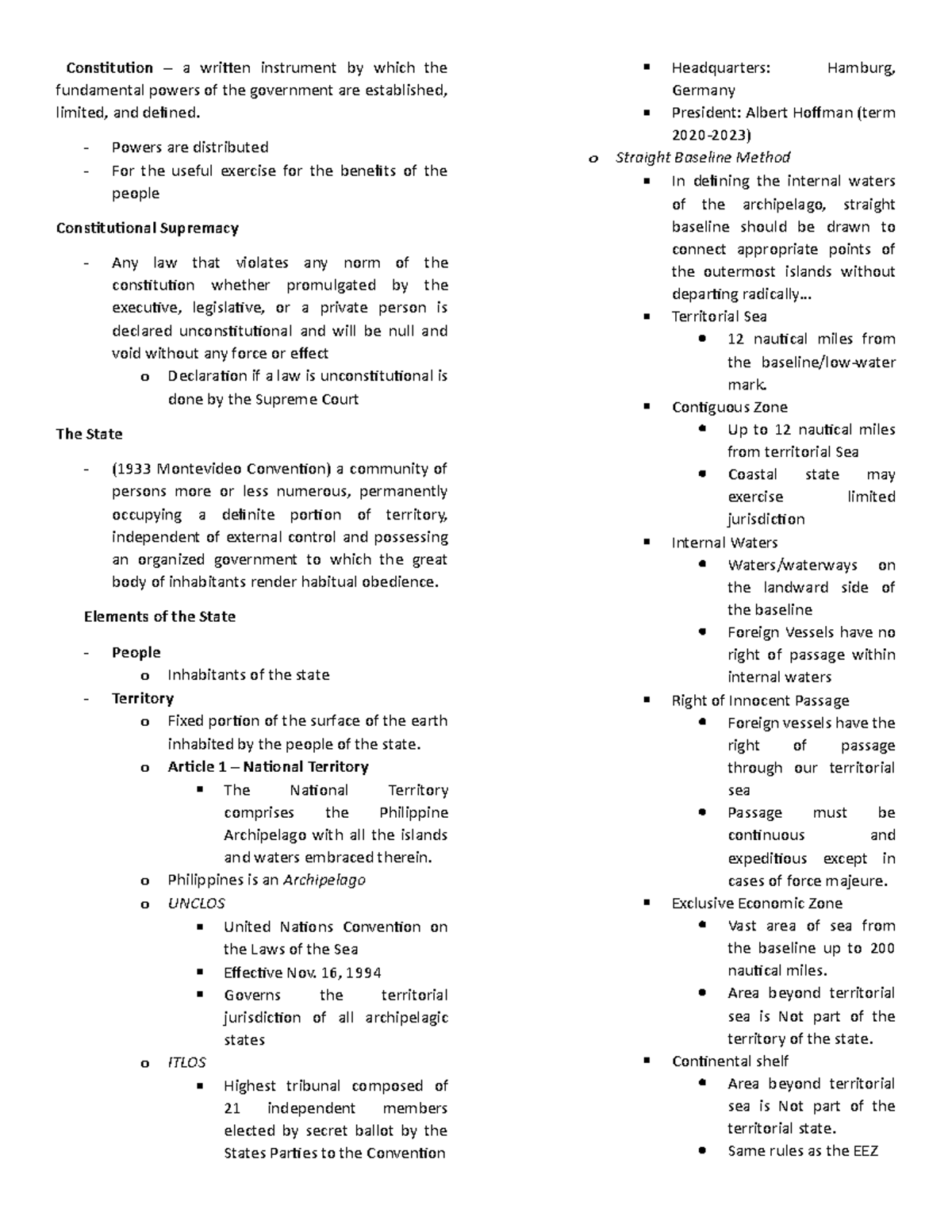 Constitution Lecture Notes for Atty. Duka: Key Concepts and Rights ...