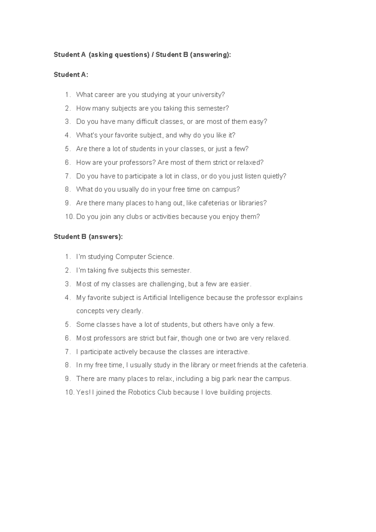 Week 9 - Student Q&A on University Life and Classes - Studocu