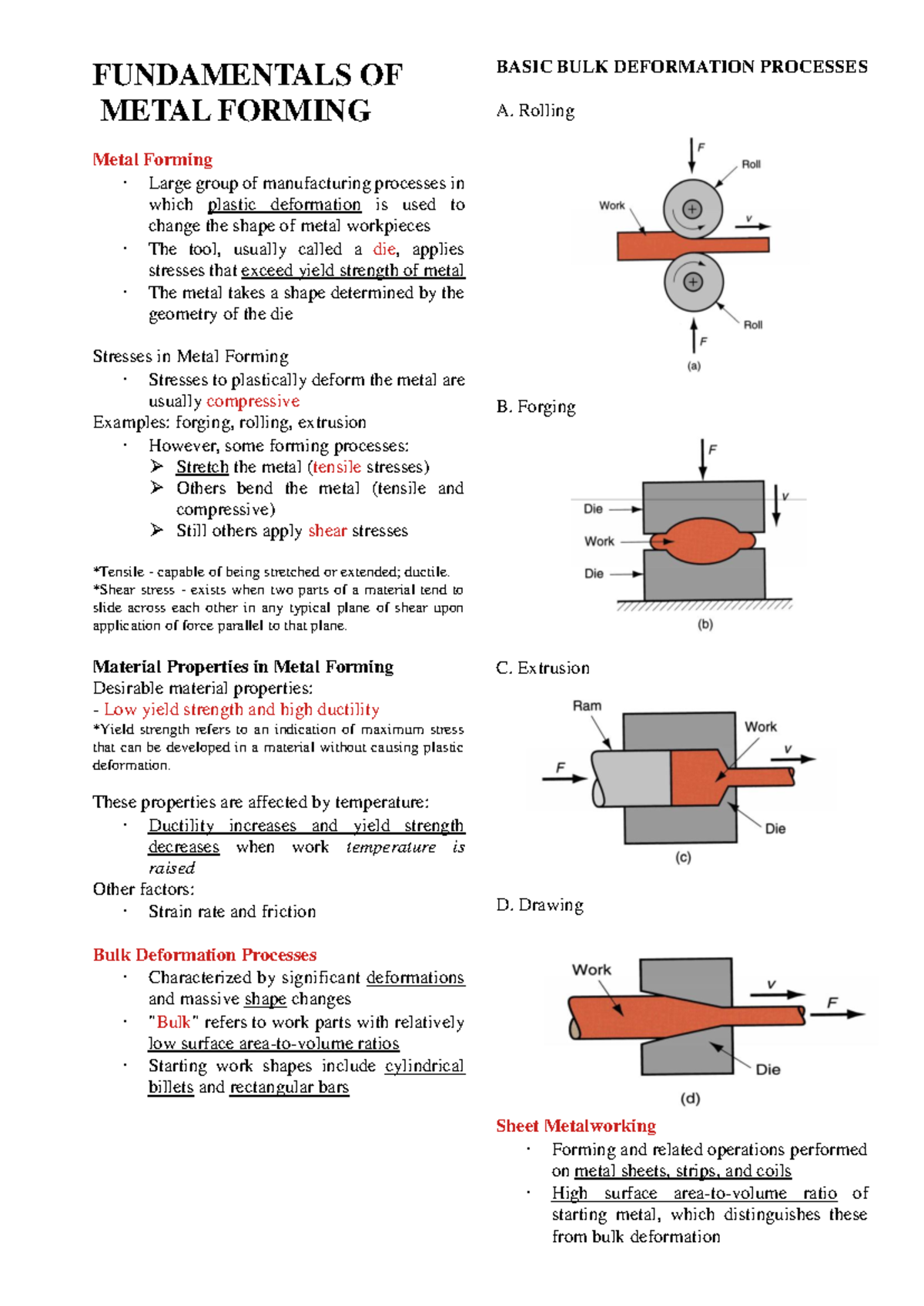 Fundamentals of Metal Forming: Processes and Material Behavior - Studocu