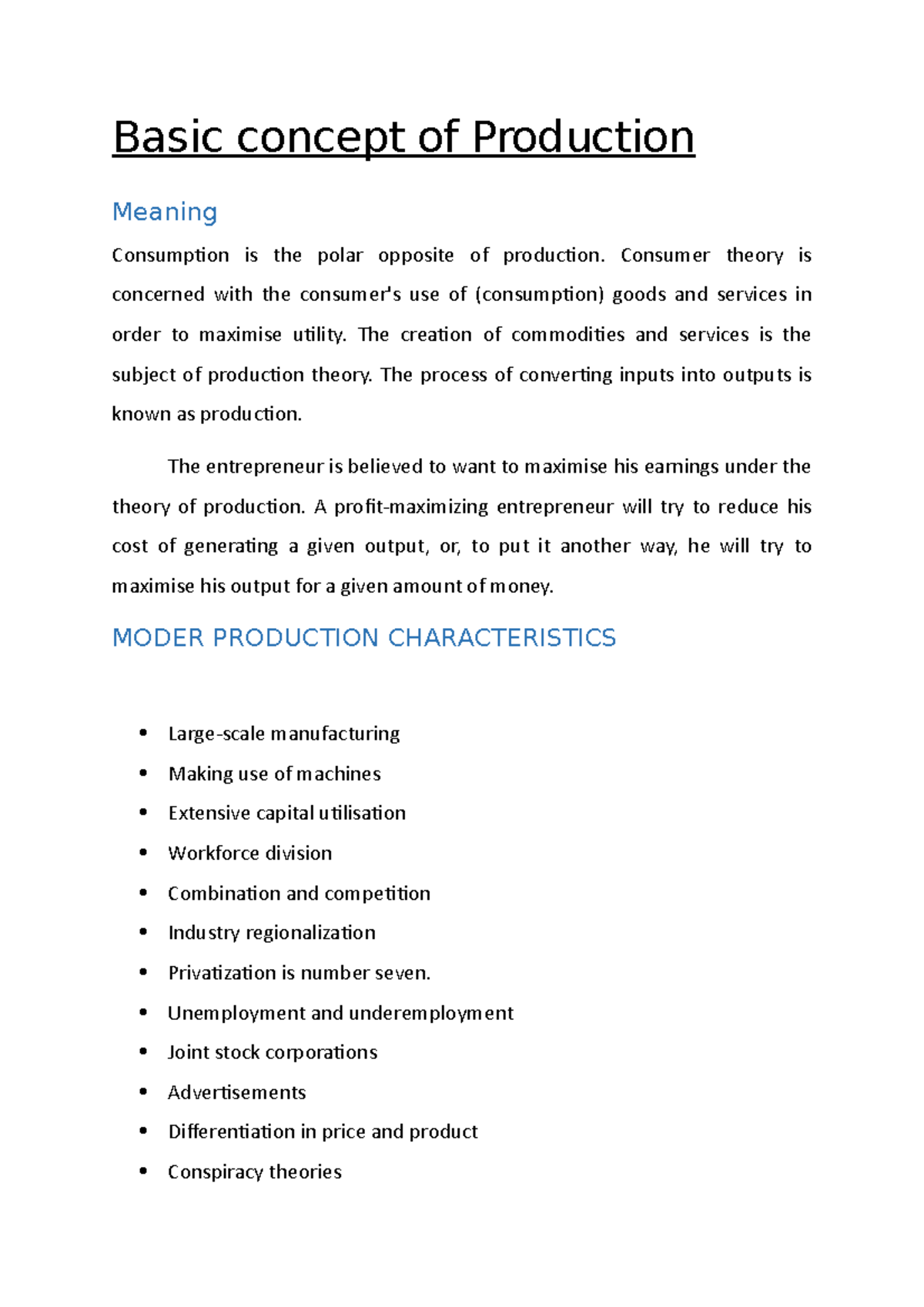 Basic concept of Production - Basic concept of Production Meaning ...