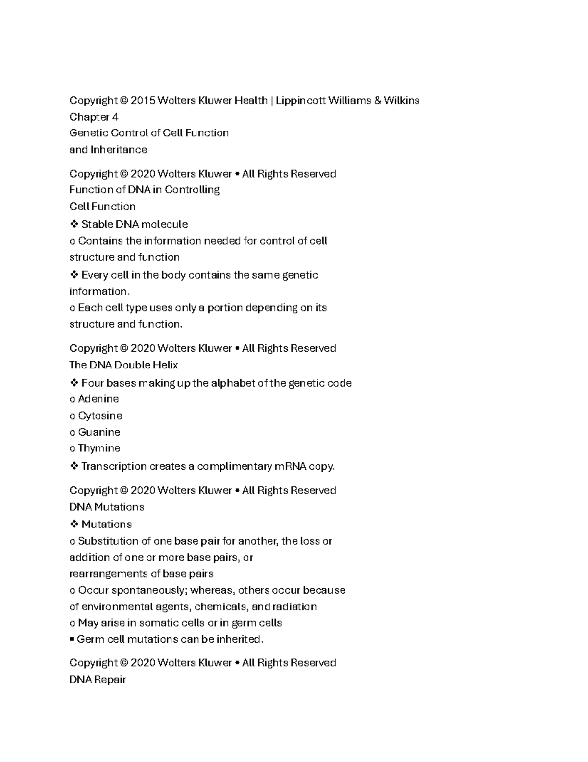 Pathopharmacology I: Chapter 4 Study Guide on Genetic Control of Cell ...