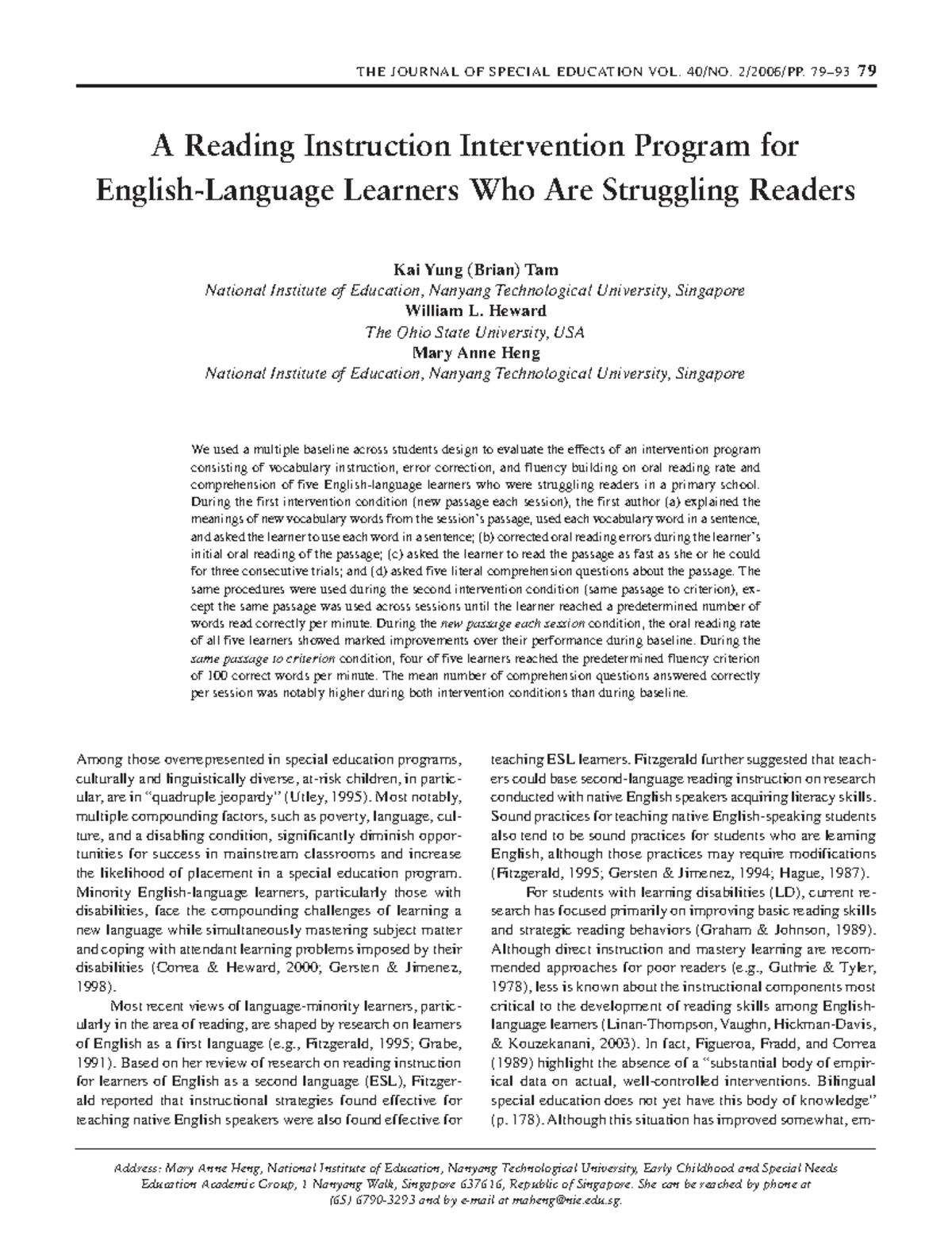 A Reading Instruction Intervention Program for Struggling ELLs - Studocu