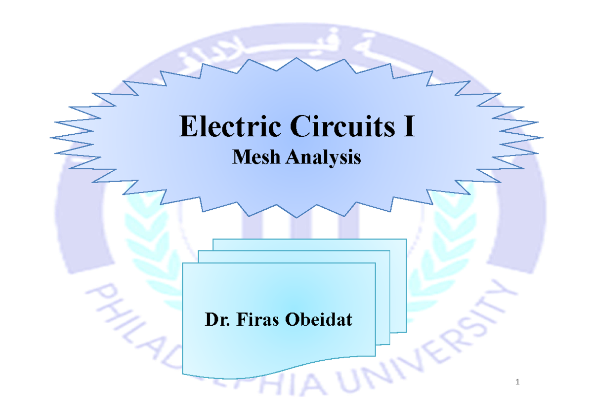 Mesh Analysis in Electric Circuits I (Course Code: EC101) - Studocu