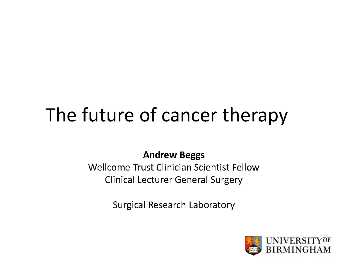 New Approaches to Genomics: Future of Cancer Therapy (Clinical Research ...