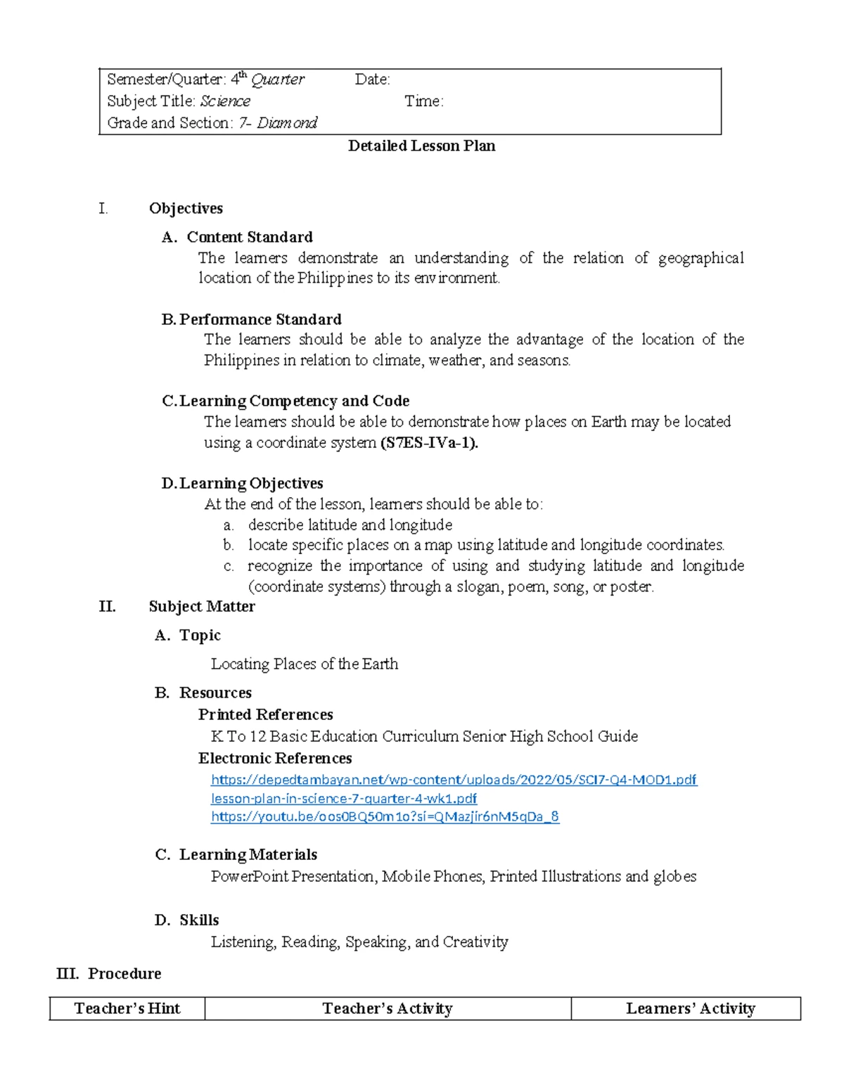 Detailed Lesson Plan: Light Waves in Science 7 (DLP No. 5) - Studocu