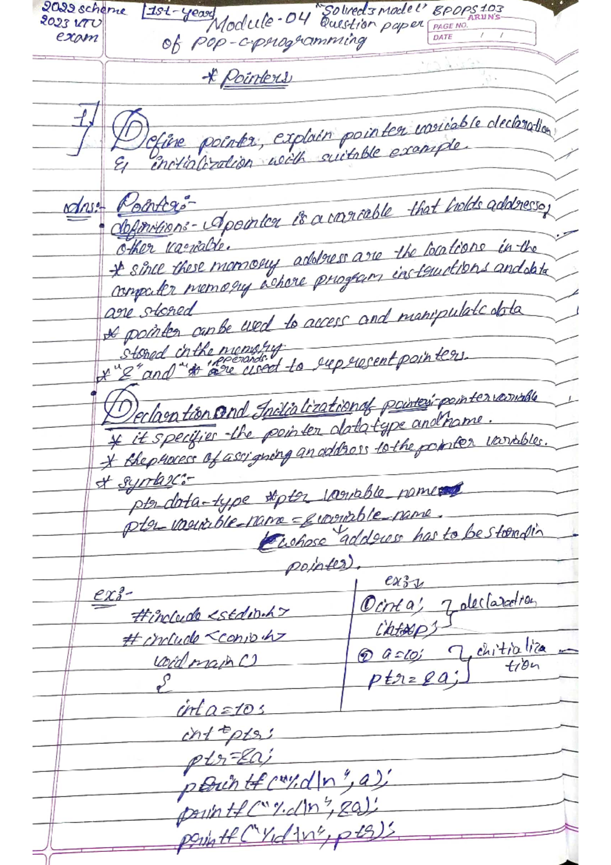 BPOPS103 2023 Module 4 Solved Model Question Paper on C Programming ...