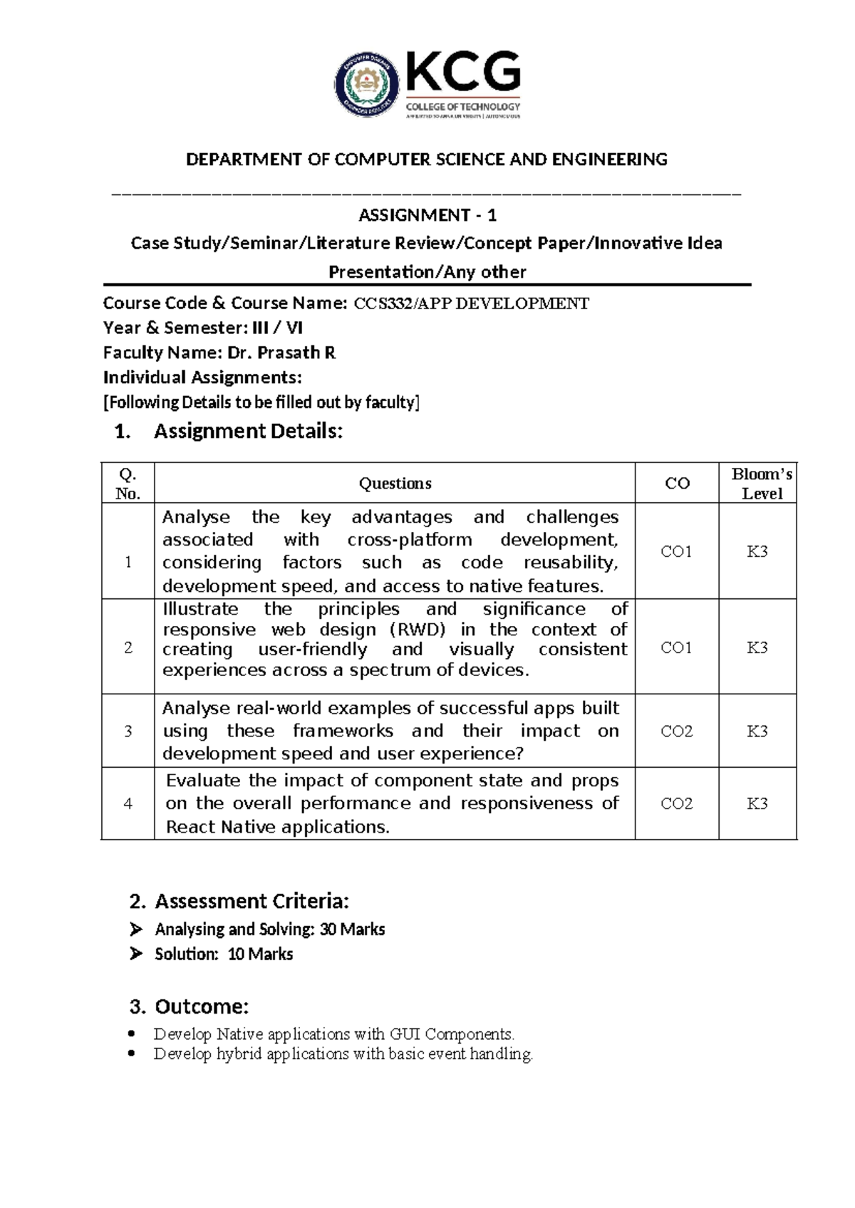 CCS332 Assignment 1: Case Study on APP Development Challenges and ...