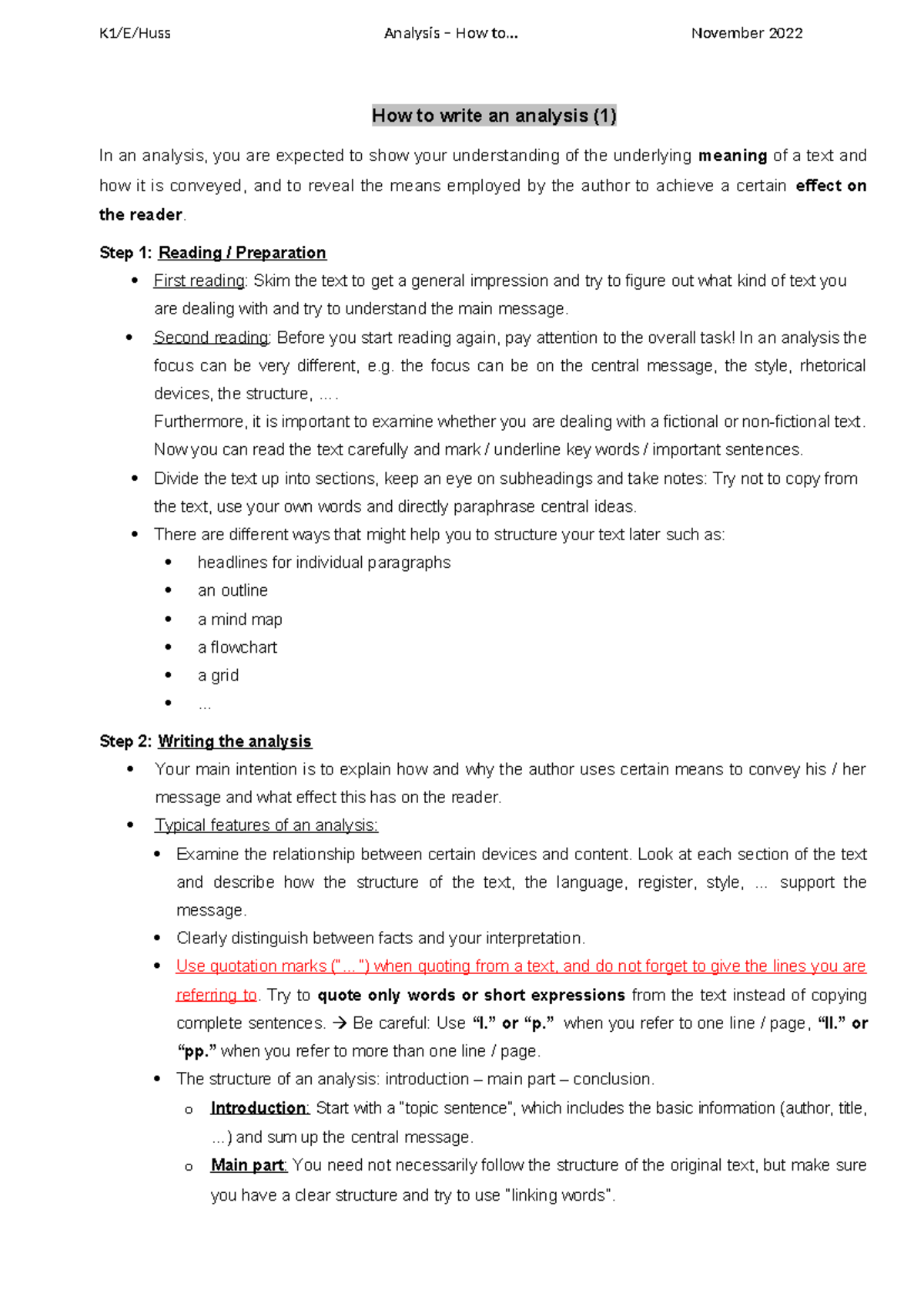 Analysis Guide: How to Write an Effective Text Analysis (Nov 2022 ...