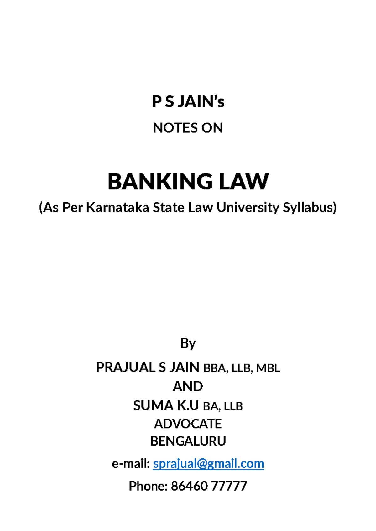 KSLU Banking Law Notes - Unit 1 Overview and Key Concepts - Studocu