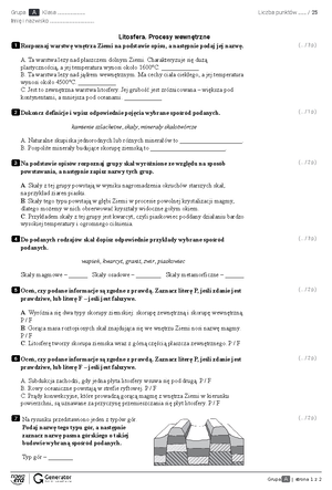 Test - rozdzia 6. Procesy egzogeniczne Test z widoczna punktacja