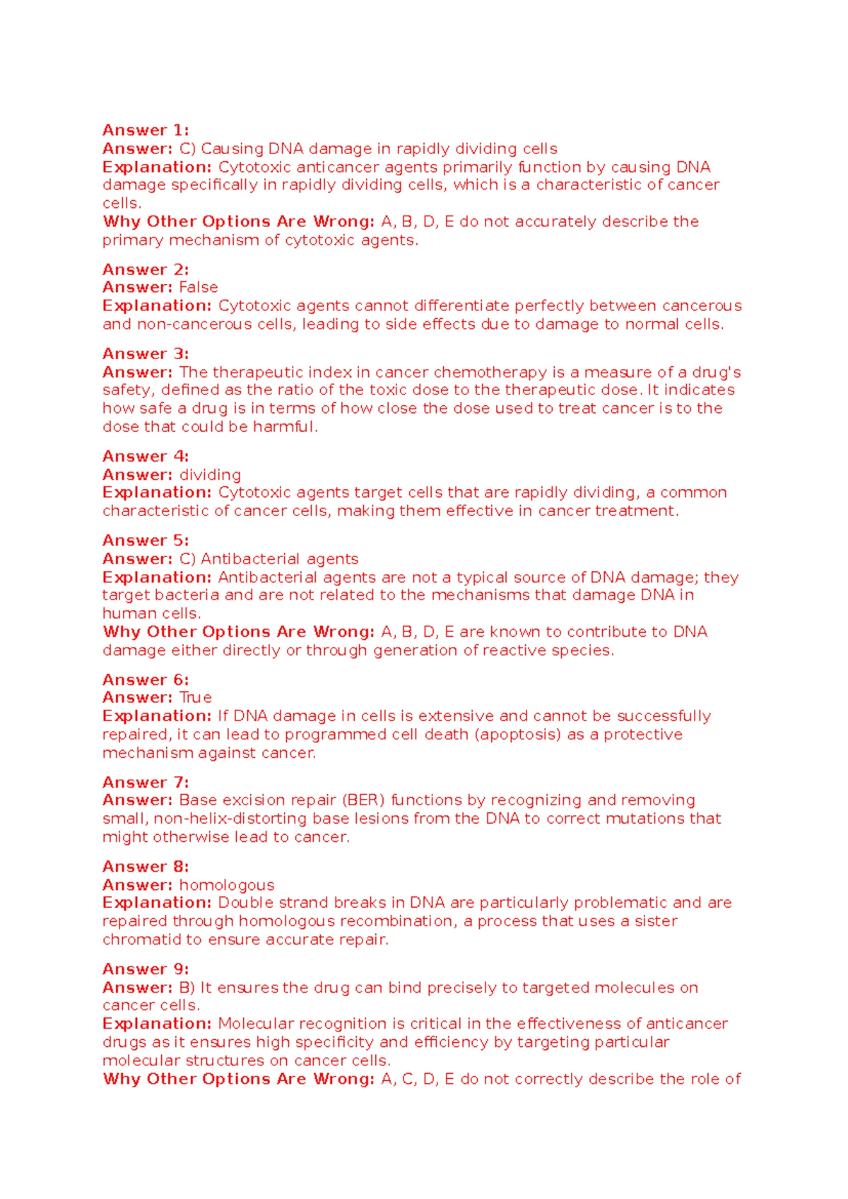 Cancer 3A Final Exam Answers: Cytotoxic Agents and Treatment Mechanisms ...