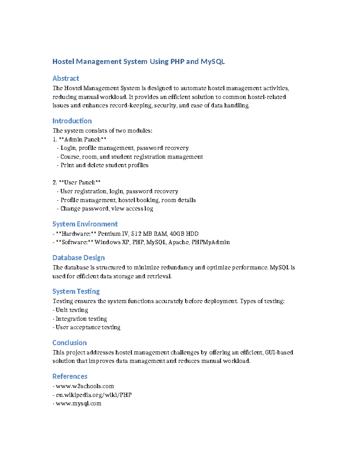Hostel Management Summary - Hostel Management System Using PHP and ...