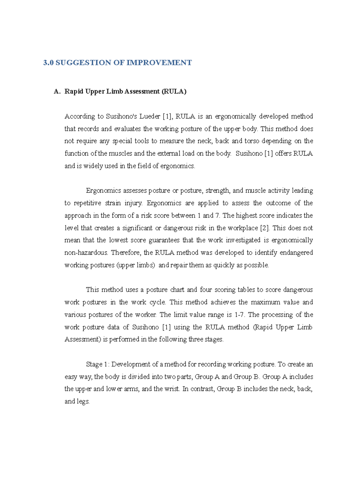Work Design Project: RULA & Anthropometry in Workplace Ergonomics - Studocu