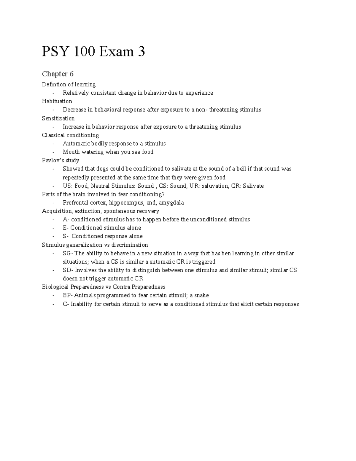 PSY 100 Exam 3 Study Guide - Deprecated API usage: The SVG back-end is ...