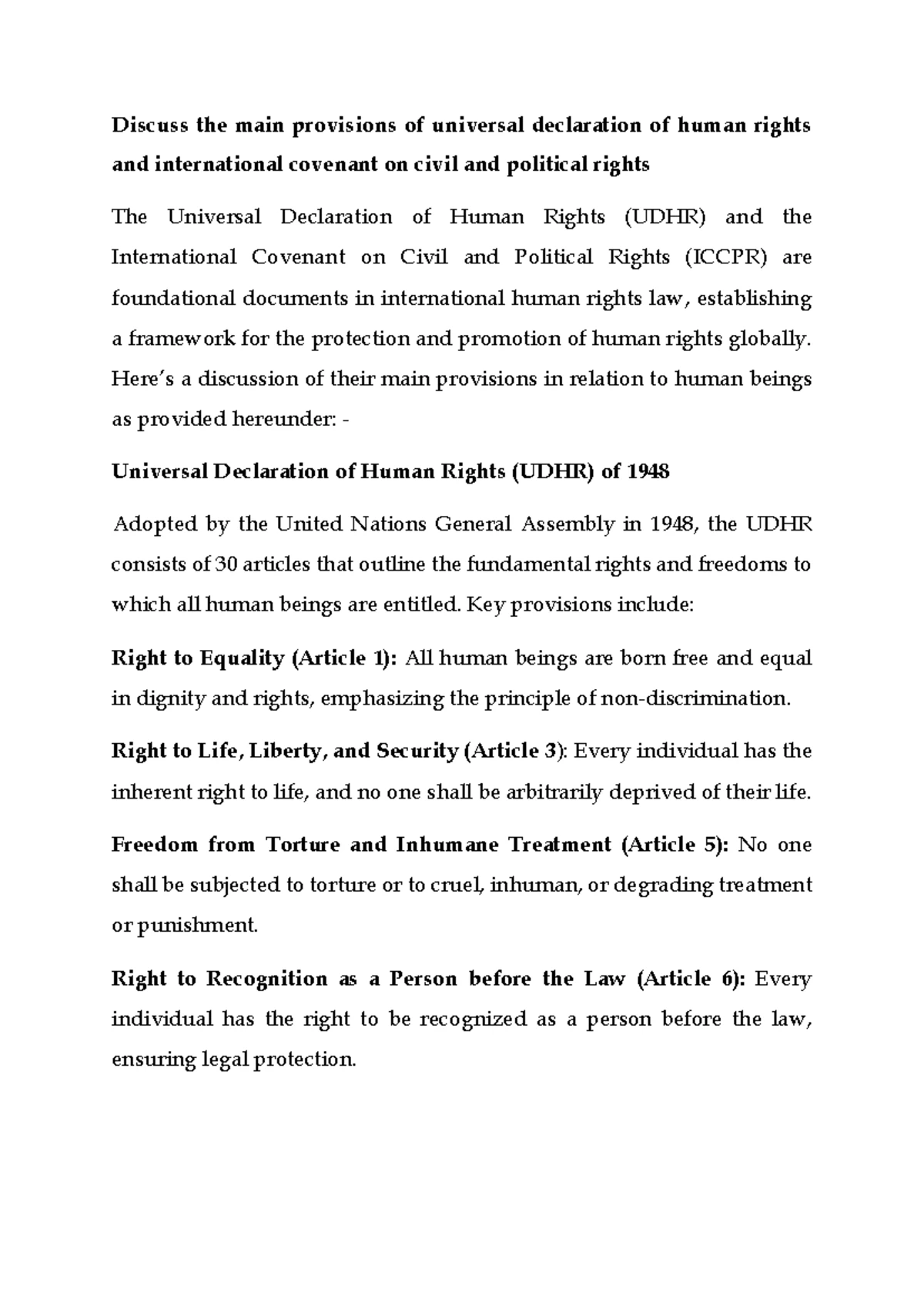 Human Rights - A Comprehensive Overview and Historical Context - Studocu