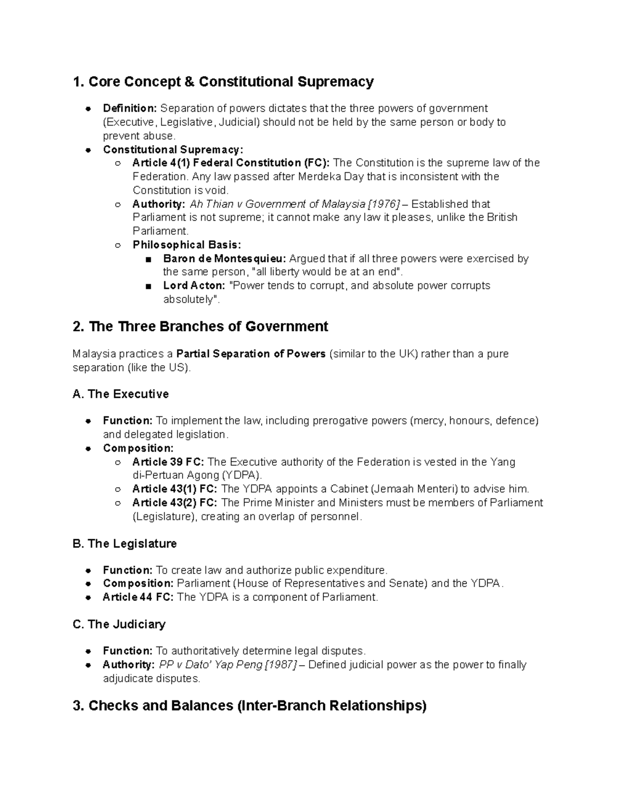 Separation of Powers: Constitutional Supremacy & Government Structure ...