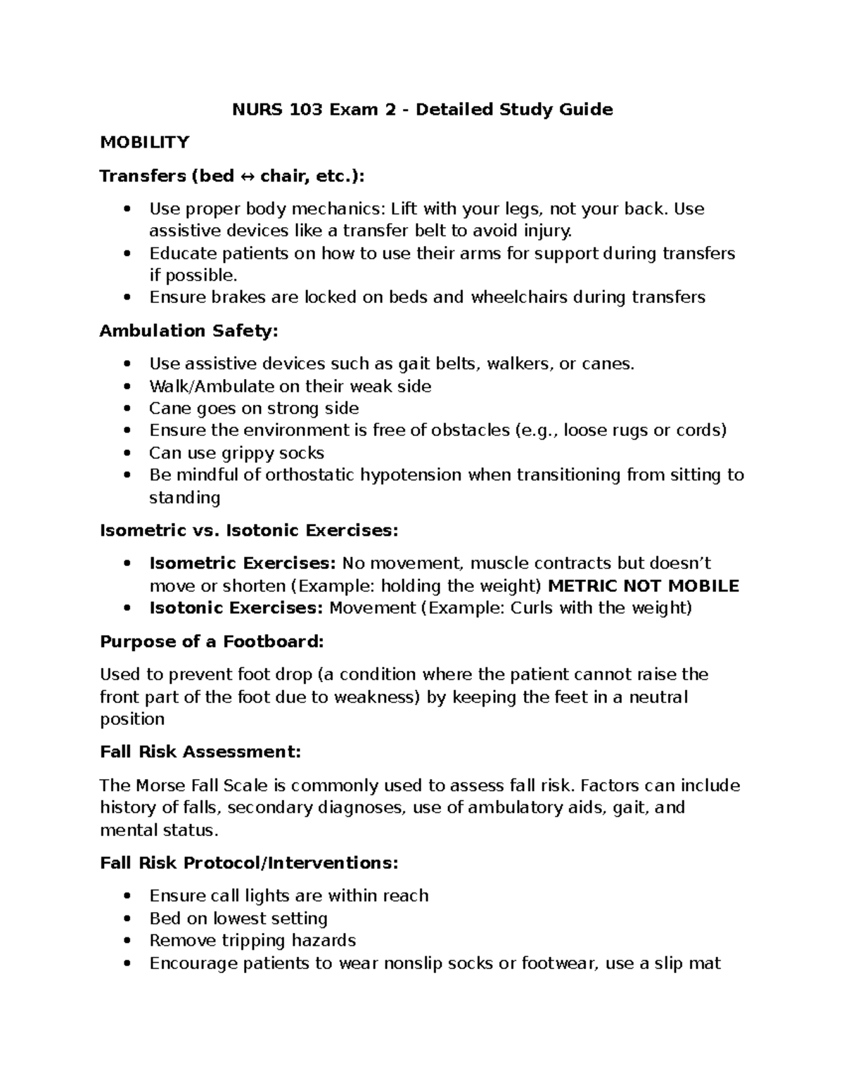 NURS 103 Exam 2 - Comprehensive Study Guide for Nursing Concepts - Studocu